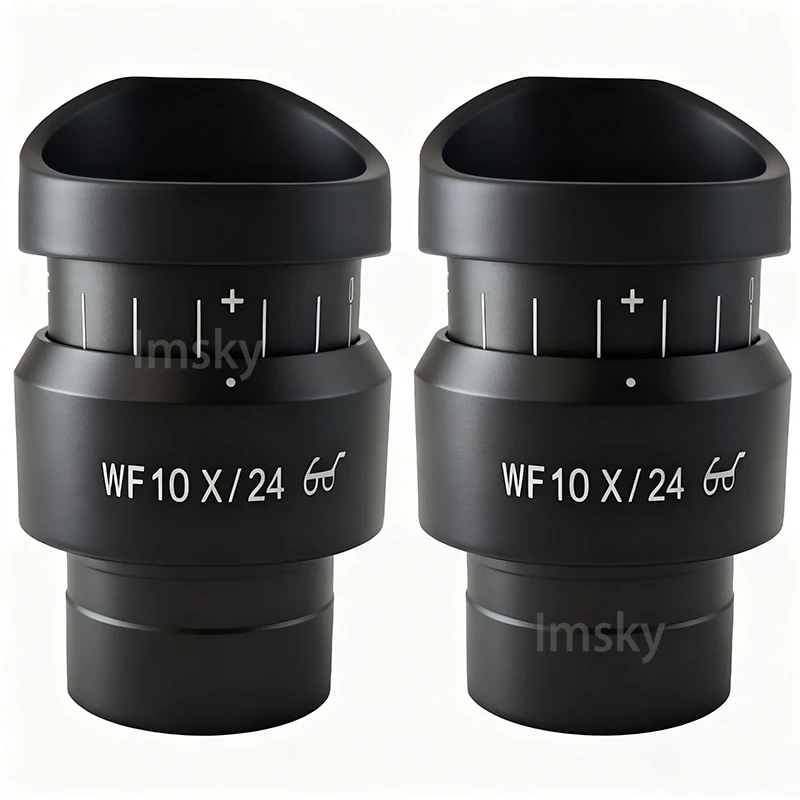 2PCS WF10X/24 High Eyepoint Wide Angle Eyepiece Adjustable Field of View Mounting Interface 30MM for Stereoscopic Microscope