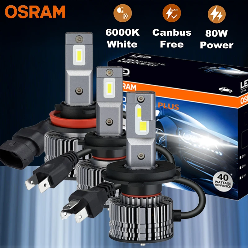 

OSRAM LED CF2.0 Plus H4 H7 H11 HB3 HB4 Car Headlight 80W 12/24V Bright 9005 9006 h8 h16 6000K White Upgarde Fog Lamps 2x