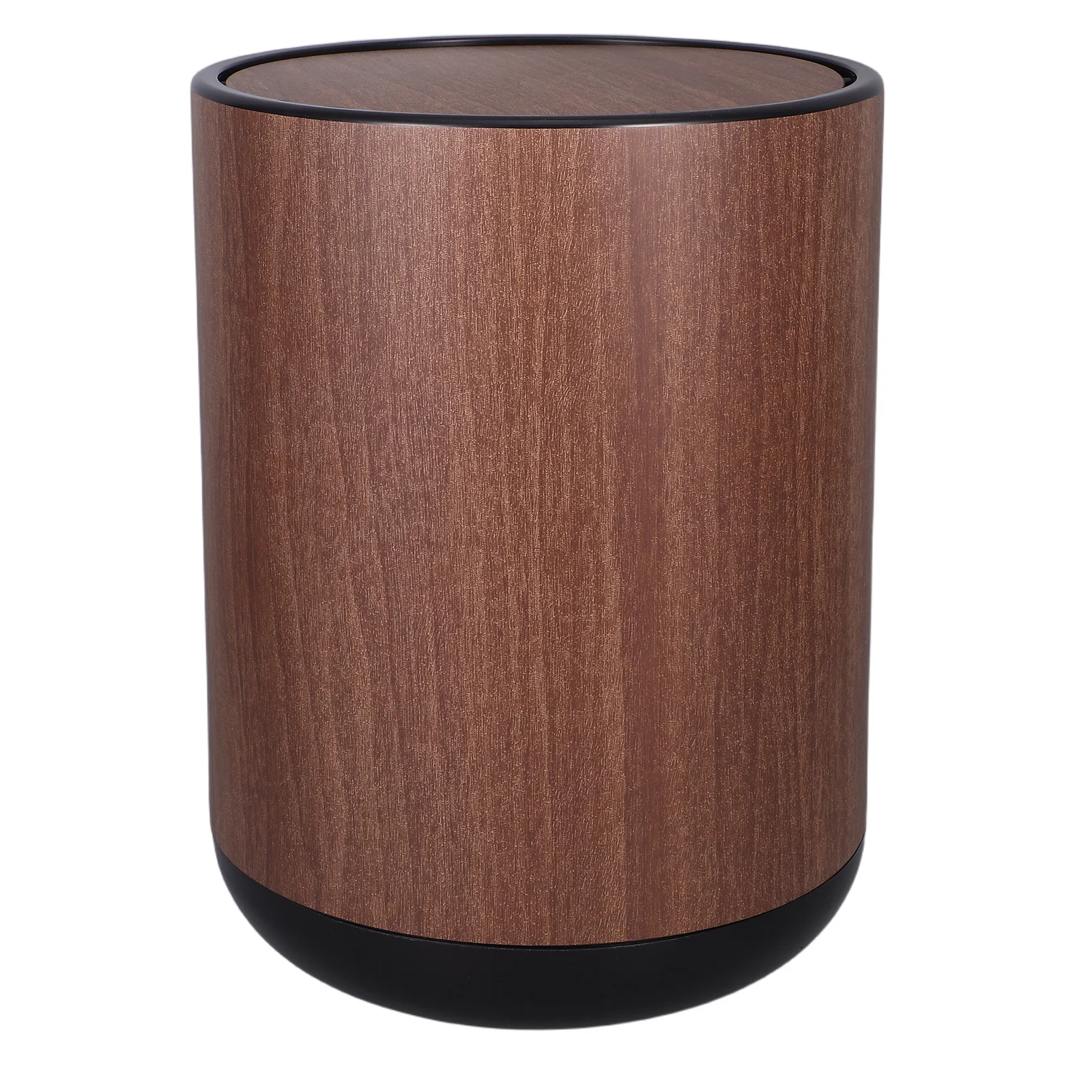 

Flip Lid Dual Compartment Trash Can Plastic Waste Bin Wood Grain Garbage Container for Bathroom Bedroom Office