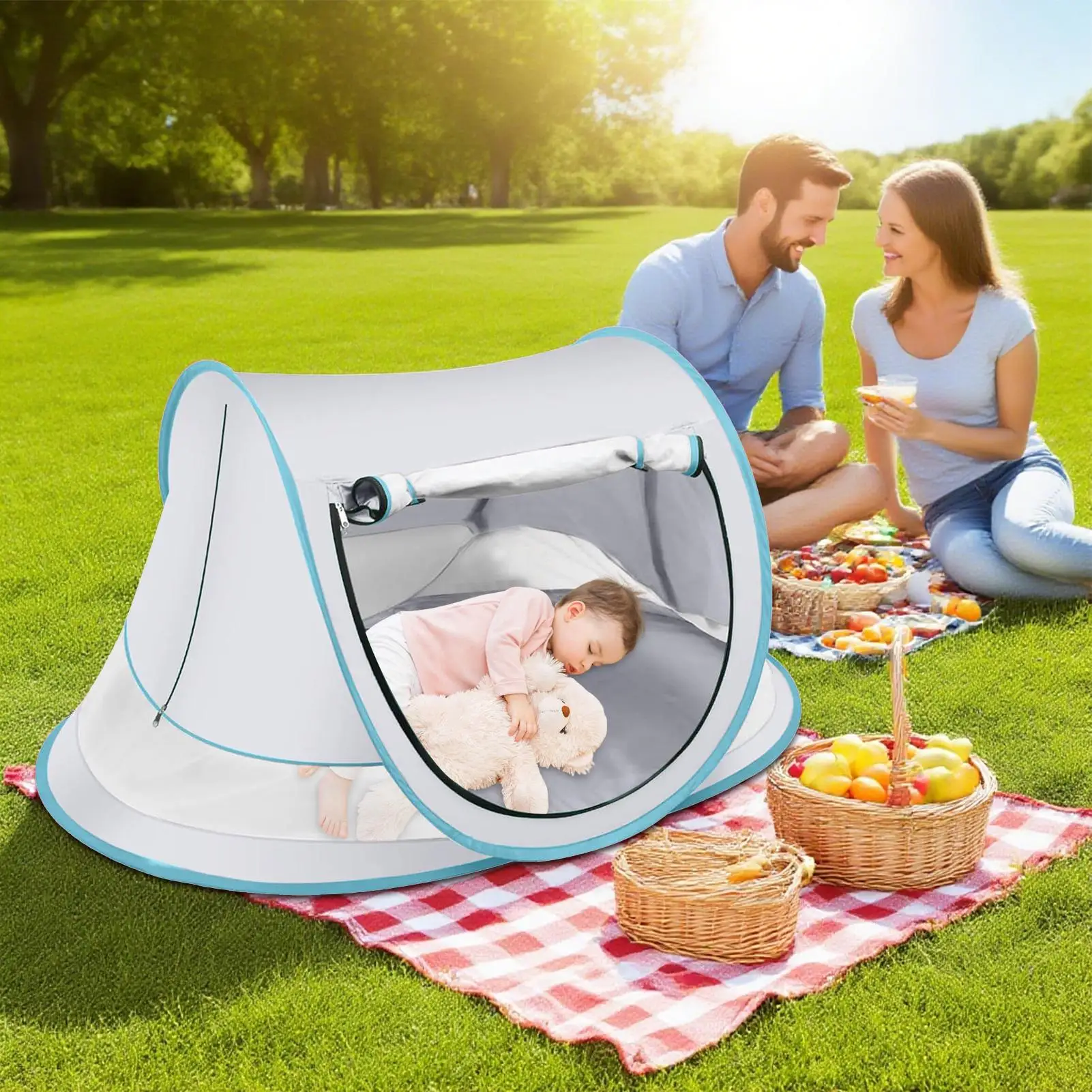 خيمة شمس للأطفال، مظلة للشاطئ، مظلة مقاومة للرمل، مظلة خارجية خفيفة الوزن للعب في الفناء الخلفي، نزهة، حديقة الإجازة في البحيرة