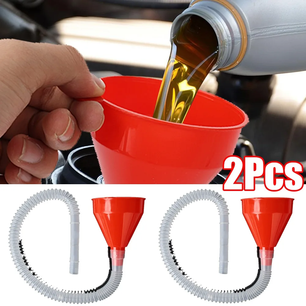 1/2Pcs Car Refueling Funnel + Detachable Hose Gasoline Engine Oil Additive Motorcycle Machine Use Convenient Auto Accessories