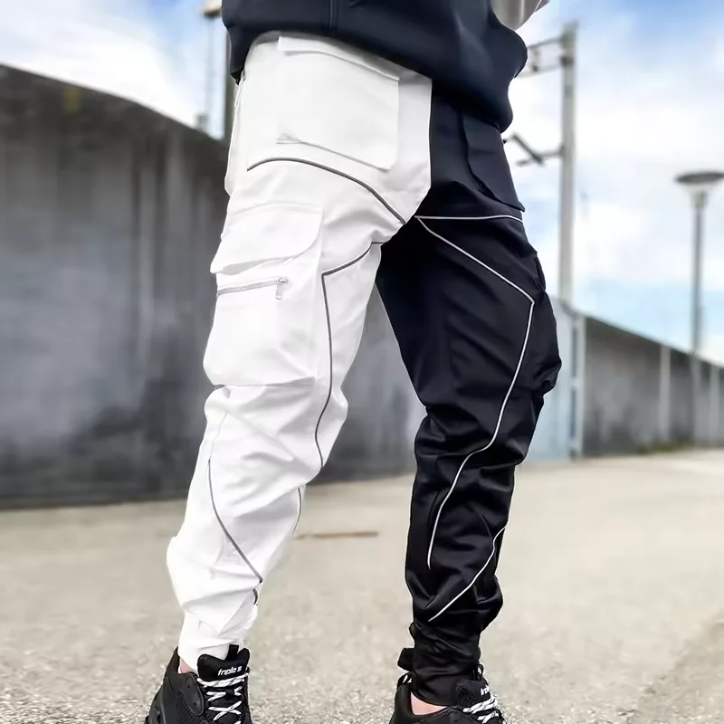 Multi-pocket Reflect Cargo Pants Mens Casual Sports Sweatpants Fashion Lightweight Breathable Jogging Trousers Gym Trackpant