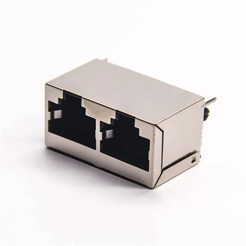RJ45 Dual Port 1 * 2 Straight Through Hole for PCB Mount