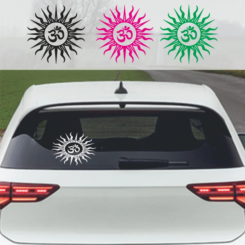 Solar rays design Rainbow Effect Reflective OM Symbol-Cutting Sticker for Car House Wall Mirror #n326