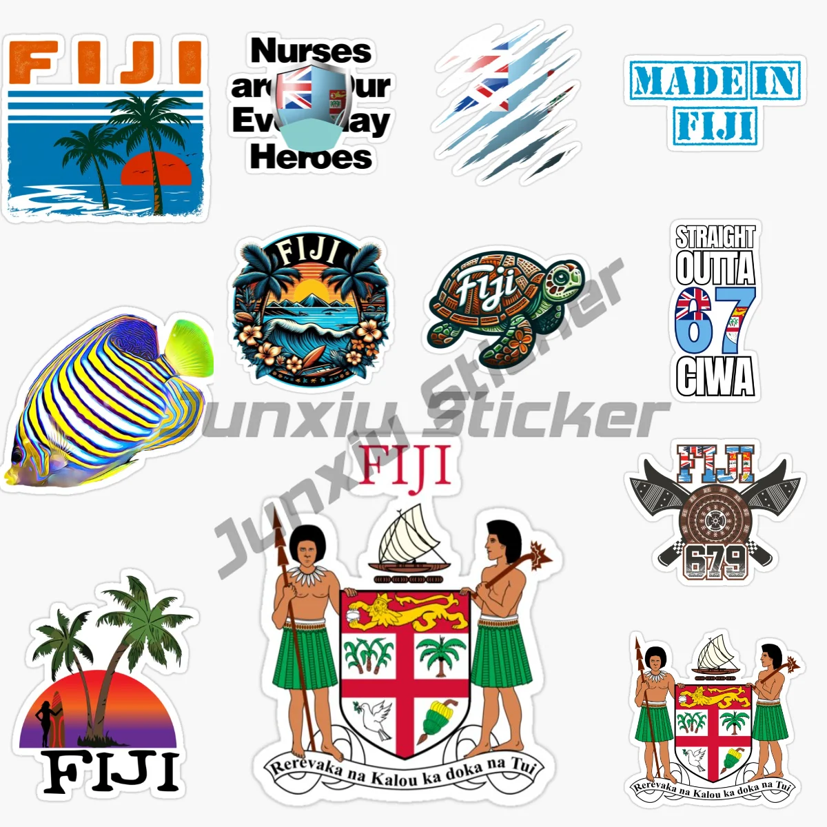 

FIJI landscape Flag Code Vinyl Self-adhesive Car Sticker Laptop Bumper Car Automotive Accessorie Home Appliance Decorative Decal