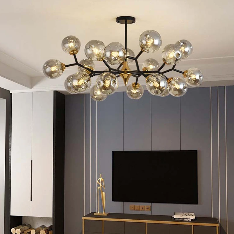 Nordic light luxury living room lamps simple postmodern atmosphere bedroom dining room magic bean chandelier