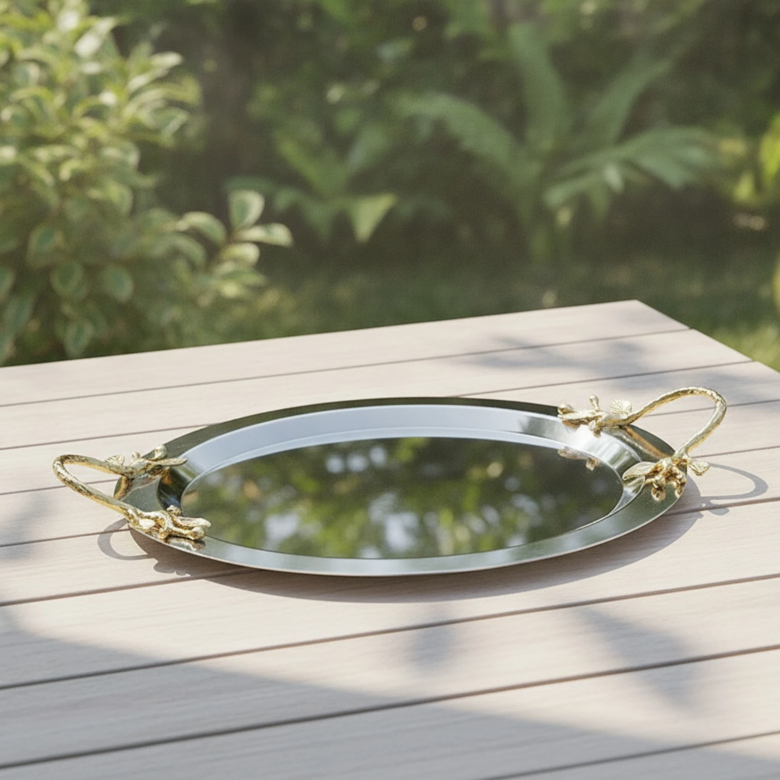 Serving Tray with Handles Lustrous Stainless Steel Tray Serving Platter Modern Long-Lasting for Hosts, Dining Table, Home Bar