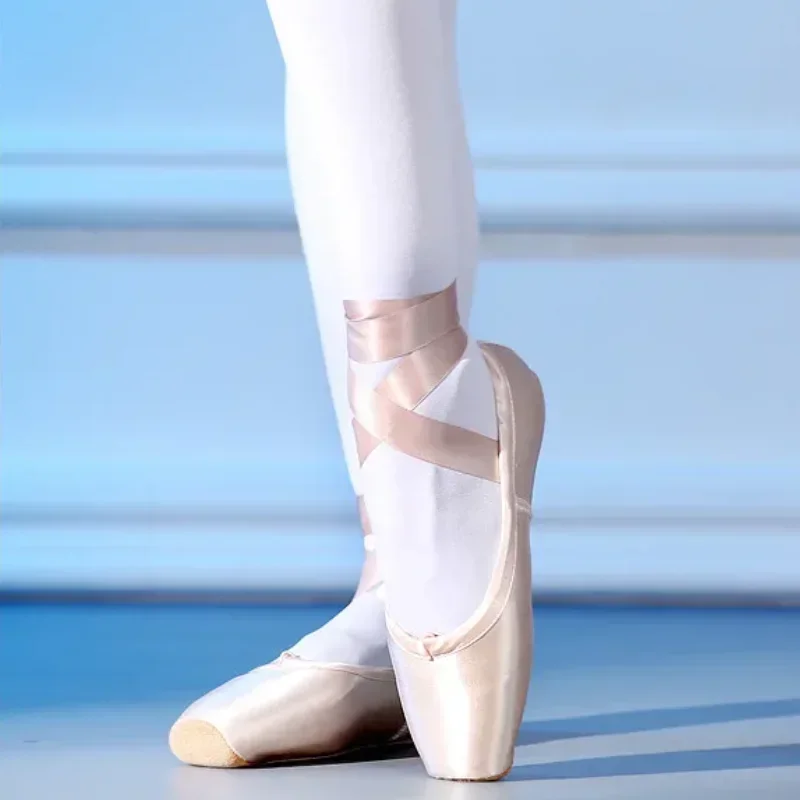 Zapatos de baile de Ballet para Mujer, zapatillas de punta de Ballet para niños y adultos, Zapatos profesionales con cintas, zapatillas para Mujer, niñas