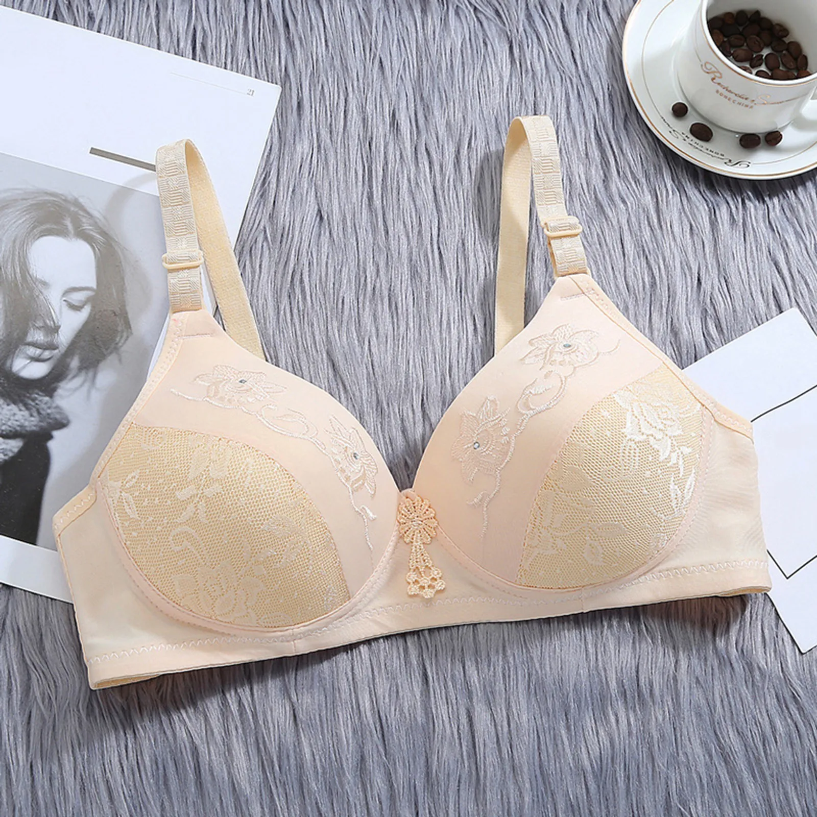 Women's Thin Plus Size Bra Without Underwire Mom Comfy Bra Fat Mm Large Cup Bra Womens Bras No Underwire Push up