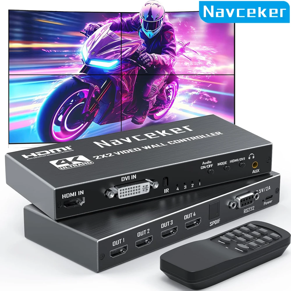 HDMI Video Wall Controller 2x2 1080P HDMI DVI Video Wall Processor 1x2 1x4 1x3 2x1 3x1 4x1 Multi Video Screen Processor Splicer