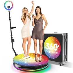 360 Photo Booth Machine Camera Booth 80cm 100cm 115cm for 3-7people With flight Case Free Custom Logo