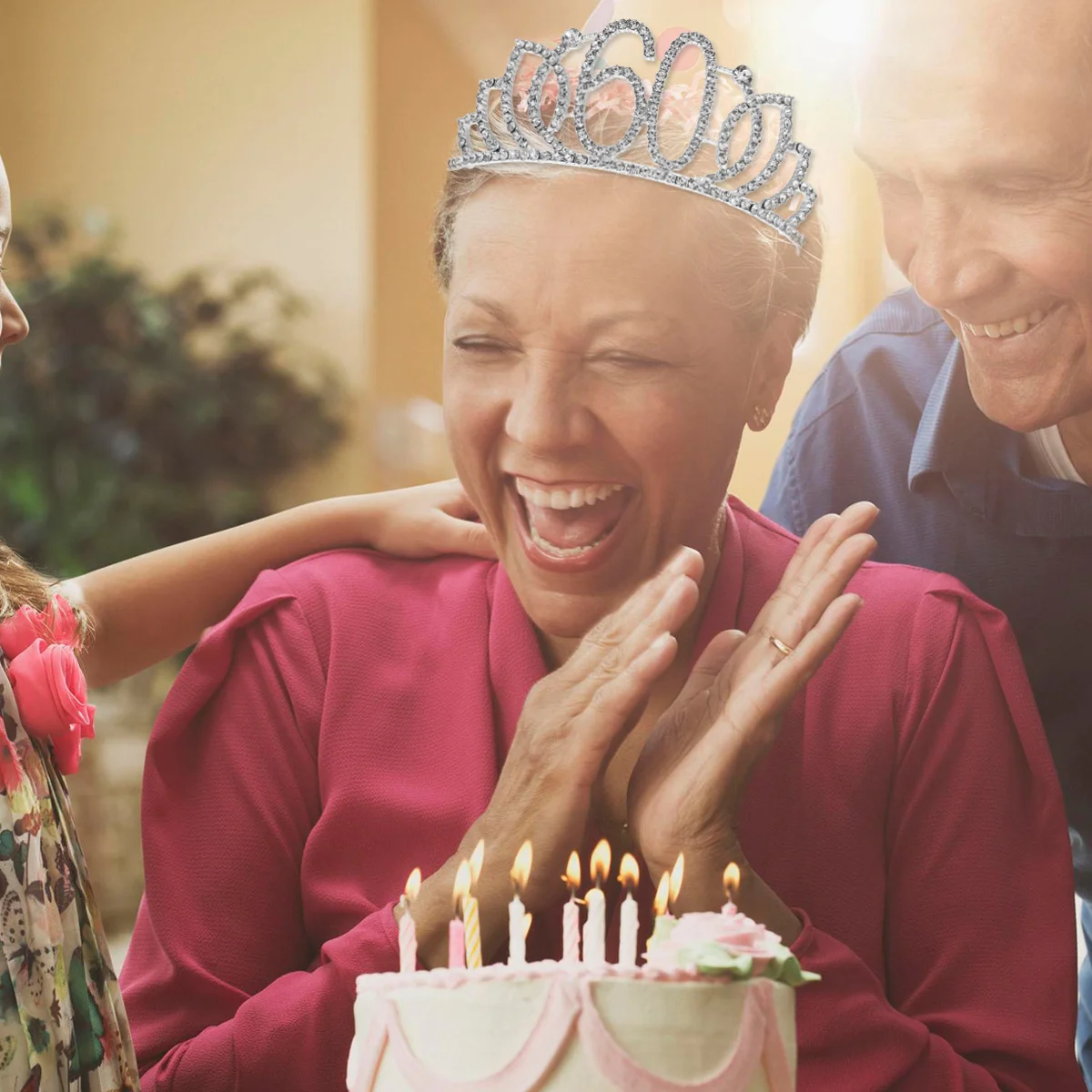 

Birthday Headband 60 Silver Elegant Crown Delicate Craft Cake Decoration Hair Accessory Women Girls Celebration