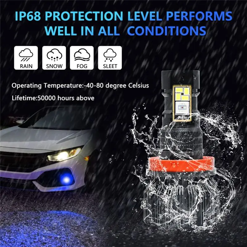 M93K-Car LED RGB Headlight APP Bluetooth-Compatible Control Multi Colors LED Fog Lights Bulbs