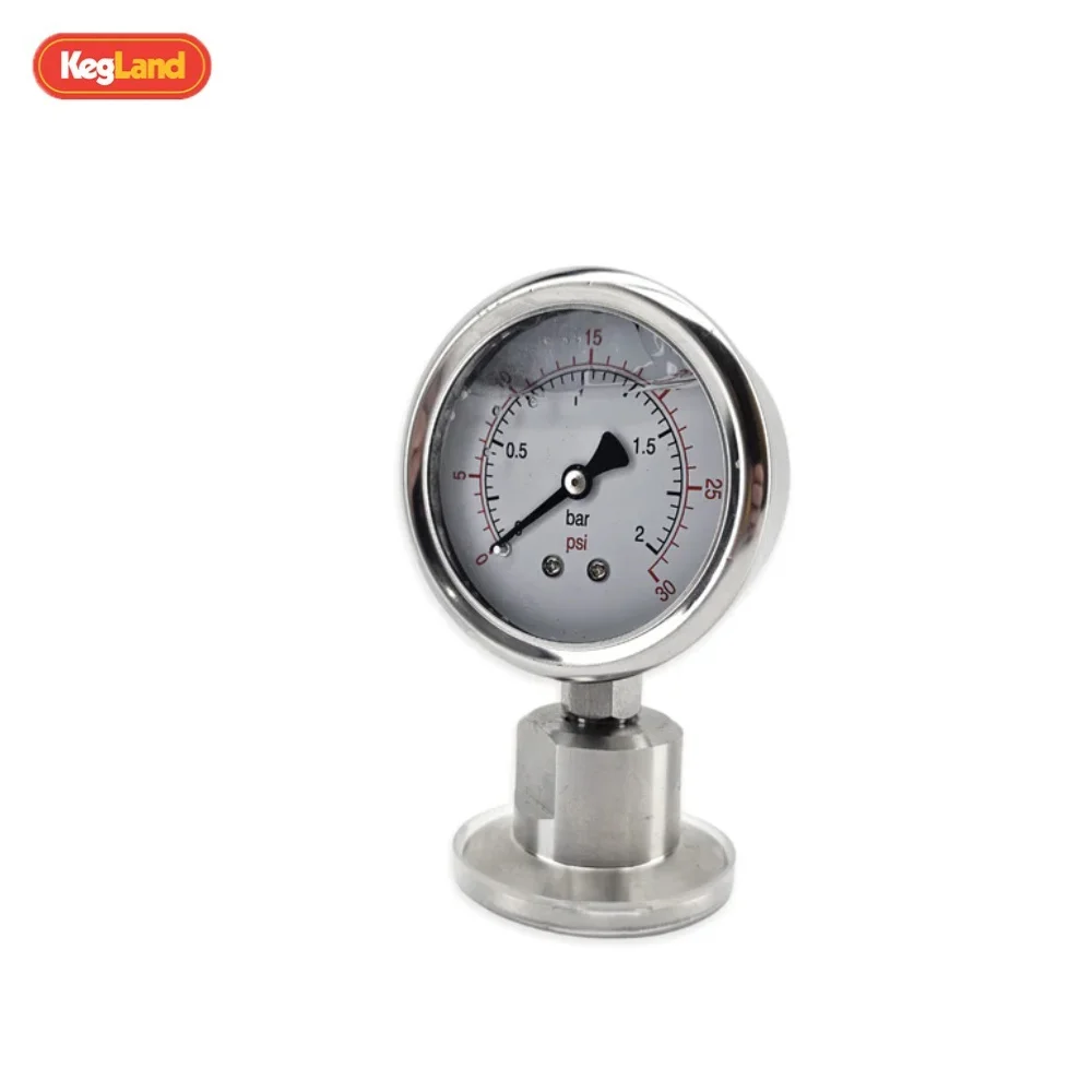 

kegland 1.5Inch Tri-Clover Straight Pressure Gauge(0-2Bar (0-30psi) Measure Pressure Tool Home Brewing Accessary