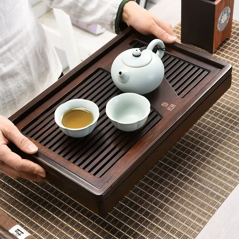 Solid Wood Tea Tray Drainage Water Storage Kung Fu Tea Set Drawer Tea Board Table Chinese Ceremony Tools