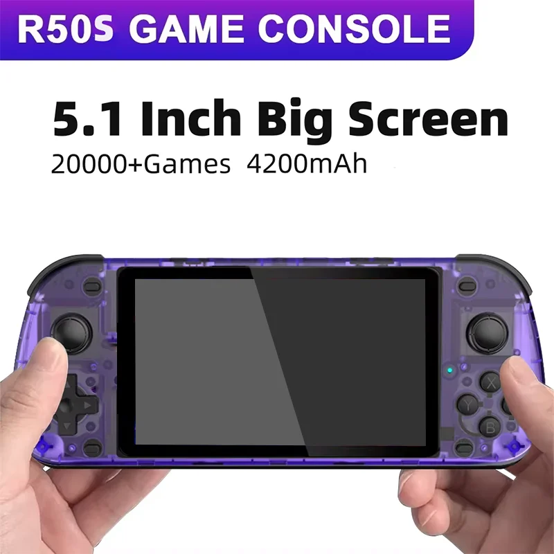 5.1 Polegada r50s retro console de jogo portátil 854*480 tela grande sistema linux portátil bolso vídeo game player menino presentes