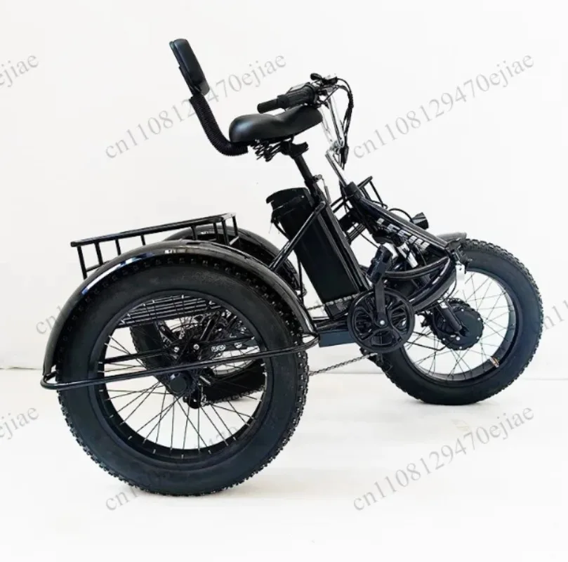20 Inch Fat Tire Electric Trike, Powered Adult Tricycle for Snow & Beach
