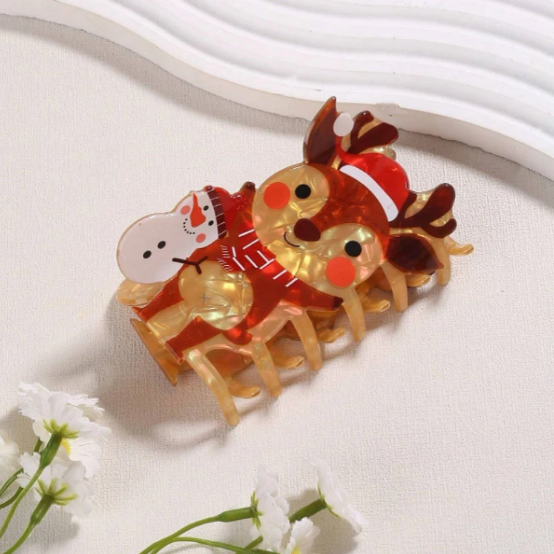 Christmas Gingerbread Man Hair Claw Cute Elk Hair Clip Cartoon Hair Claw For Women Girls Exquisite Hair Accessories Gifts