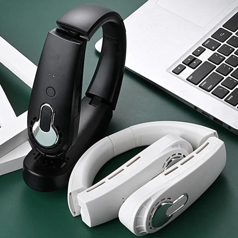 

Bladeless Fan 3 Speeds Foldable Fans Portable Rechargeable 360° Cool Hanging Fan Quiet Neck Fans