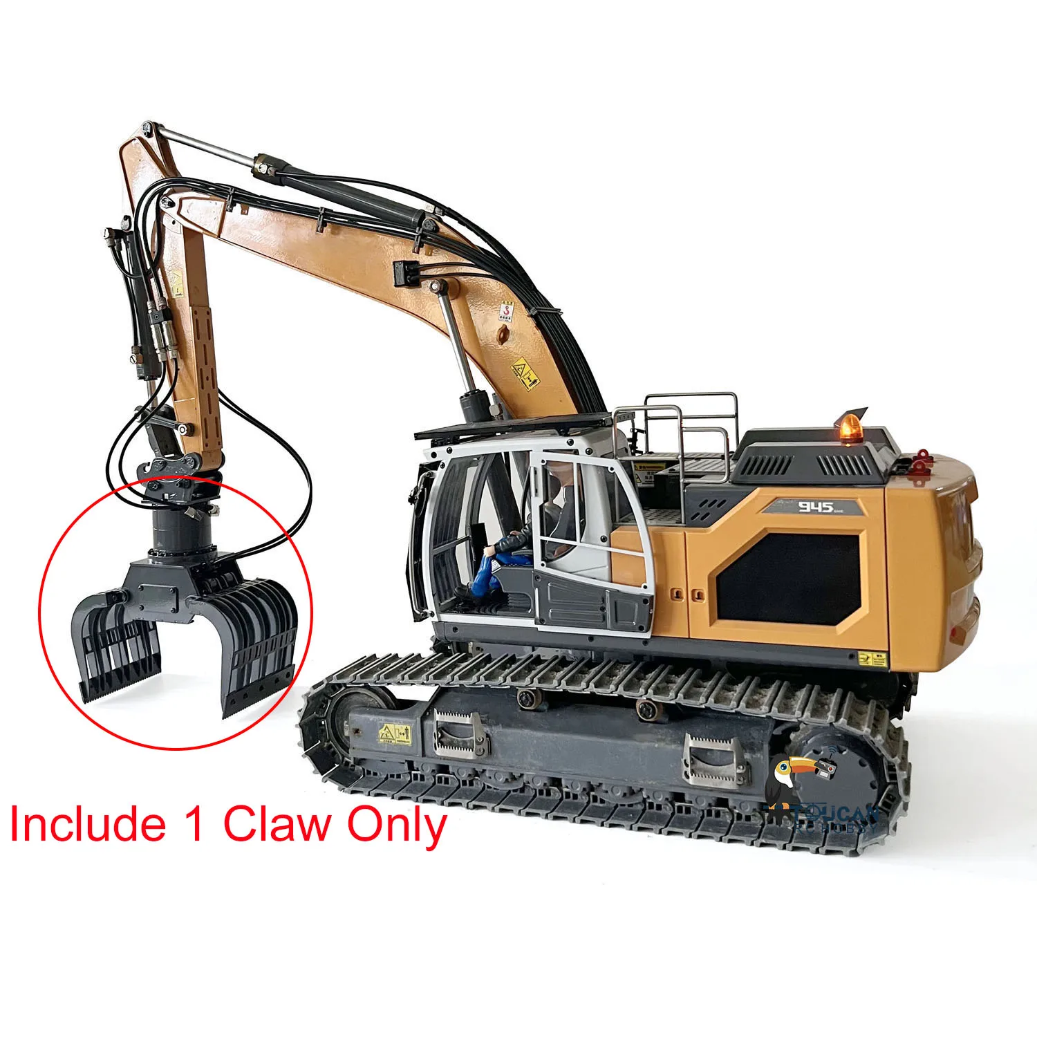 1/14 rc garra hidráulica de metal garra para xdrc 945 escavadeira de controle remoto modelo atualizado parte acessórios th22780