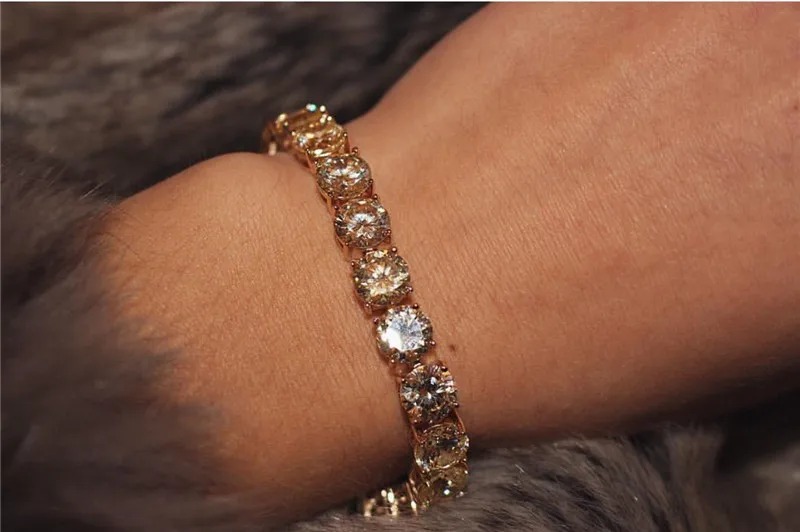 Trendy 8mm Lab Diamond Bracelet White Gold Filled Engagement Wedding Bangles Bracelets for women men Party Hiphop Jewelry