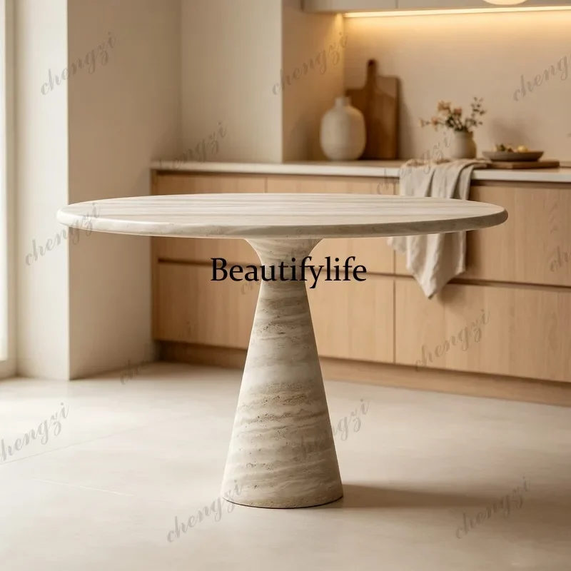 M45 Italian light luxury natural marble dining table round table Nordic high-end dining table