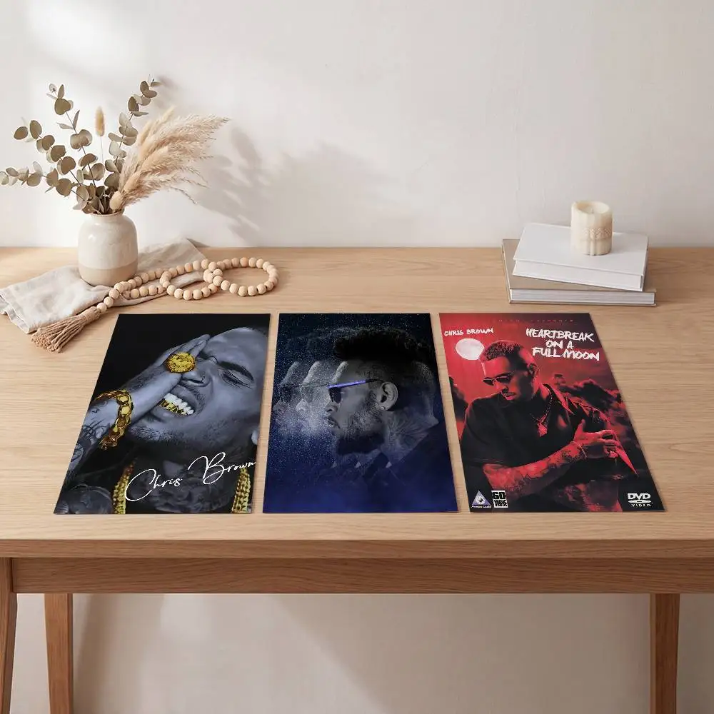 Chris Brown Rapper Breezy Vintage Poster Self-adhesive Art Waterproof Paper Sticker Coffee House Bar Room Wall Decor