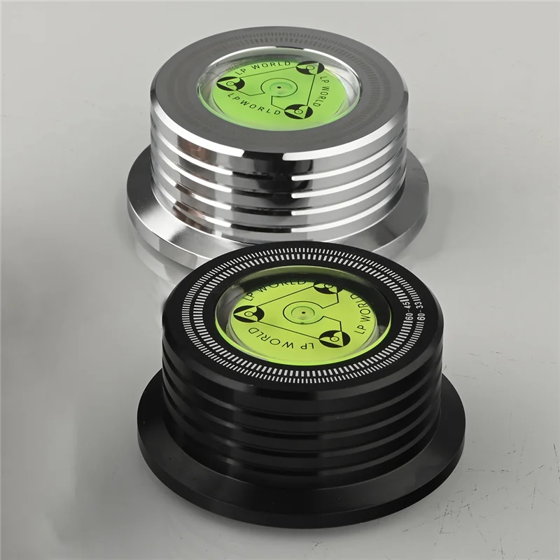 ABSQ-Universal 60Hz LP Vinyl Record Player Disc Turntable Stabilizer with Level Aluminum Alloy Weight Clamp Black