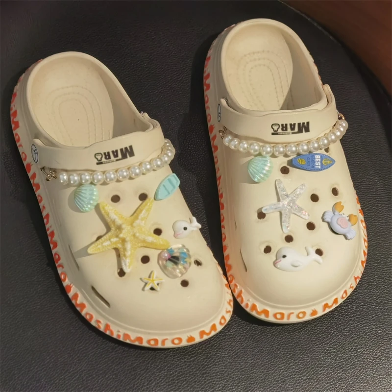 IN Ocean Wind Sea Star Pearl Girl Shell Sailing Vacation Hole Shoes Flower Set Detachable DIY Decoration Hole Shoes Decoration