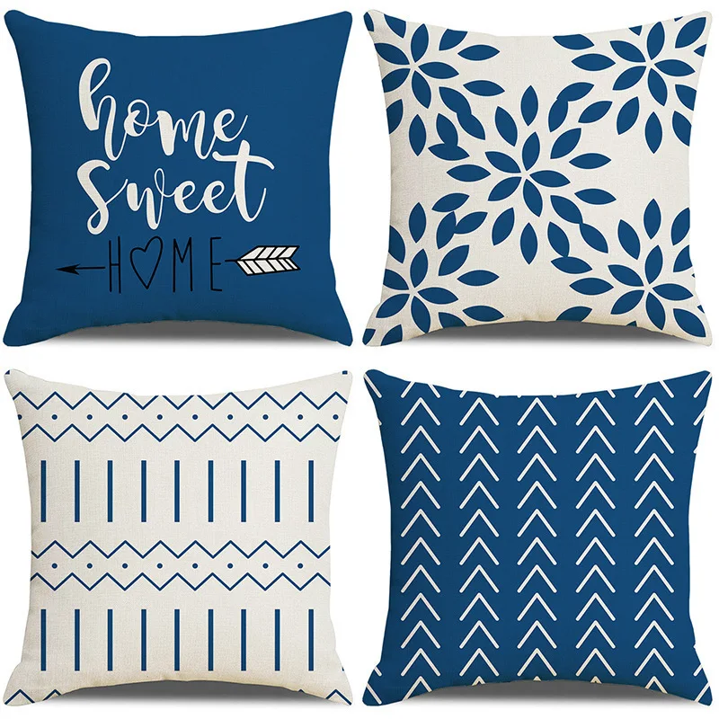 Cotton and linen pillow cover, a geometric abstract figure home living room pillowcase