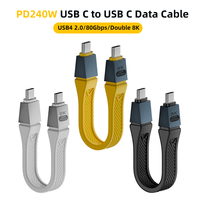 PD240W Fast Charge Short USB C Cord Wire 80Gbps USB4 V2.0 USB Type C to USB C 8K Data Cable Cord for Thunderbolt 5 iPhone 15 16