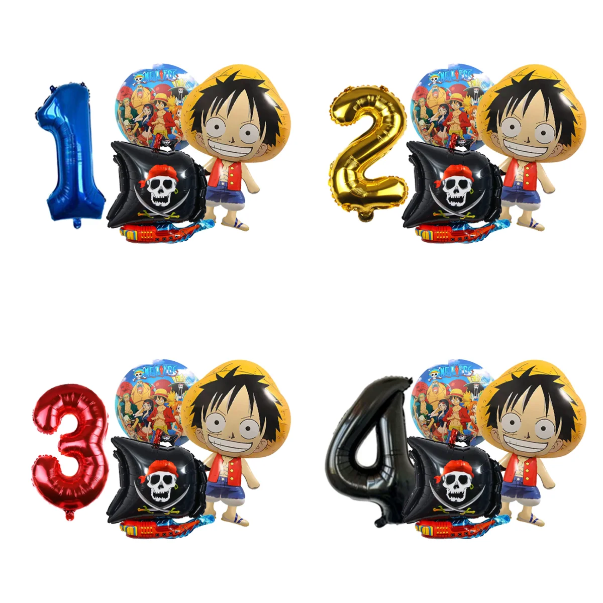 One Piece Themen-Folienballons Cartoon Anime Ballonset Kindergeburtstag Party Tortendekoration Globos