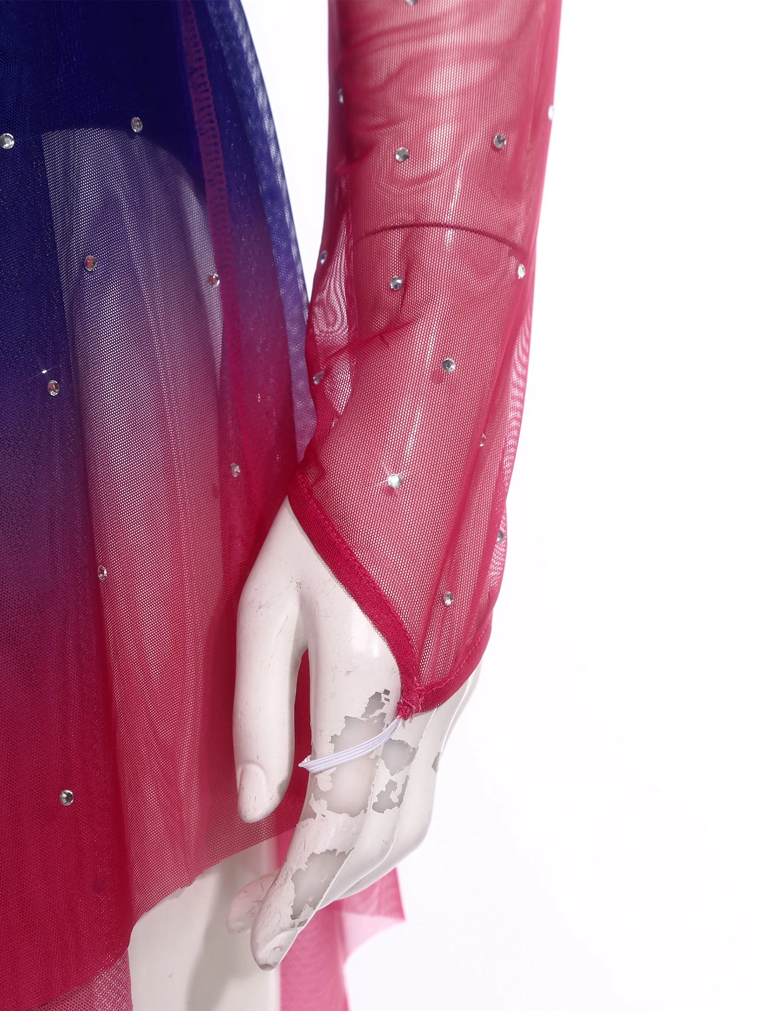 Leotardo de gimnasia rítmica para mujer, vestido de leotardo de patinaje artístico, mono de una manga con diamantes de imitación degradados, traje de baile de Ballet