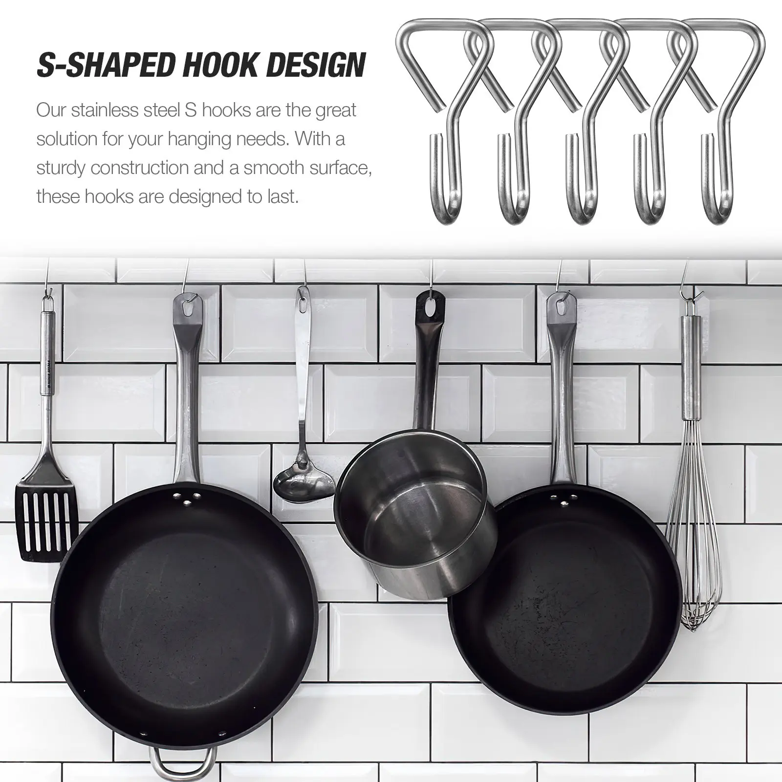 

100 шт. S-образных крючков для подвешивания, сверхпрочные, из нержавеющей стали, для автомобильных подголовников, сумок, кошельков, прочные веревочные крючки, S-образные крючки для тяжелых условий эксплуатации