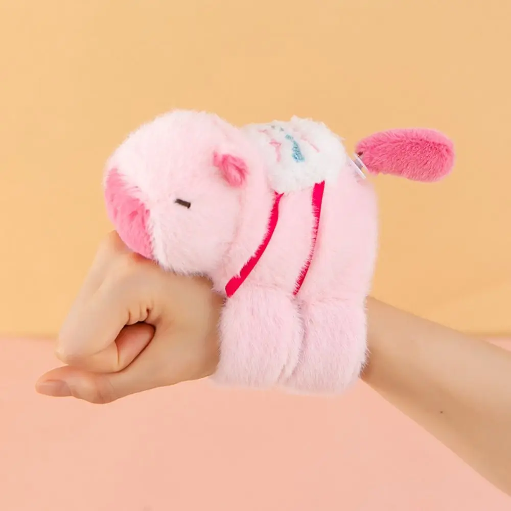 Capybara Rodent Slap Bracelet Series Simulation Wagging Tail Plush Doll Slap Bracelet Rotatable Soft Capybara Plush Wrist Band