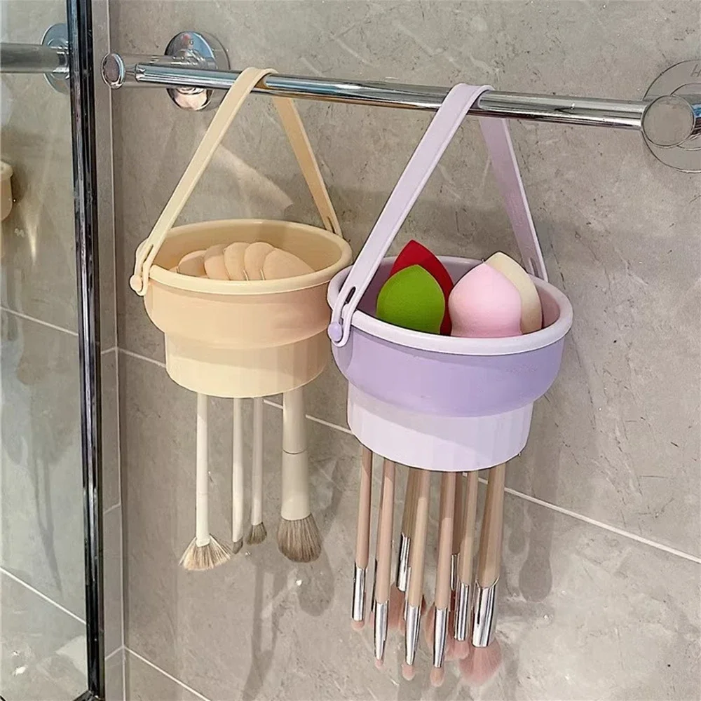 Boîte de nettoyage de pinceaux de maquillage, ensemble d'outils de séchage d'œufs, bouffantes de poudre, éponge de lavage, artefact de rangement, bol de lavage en Silicone 1 pièces