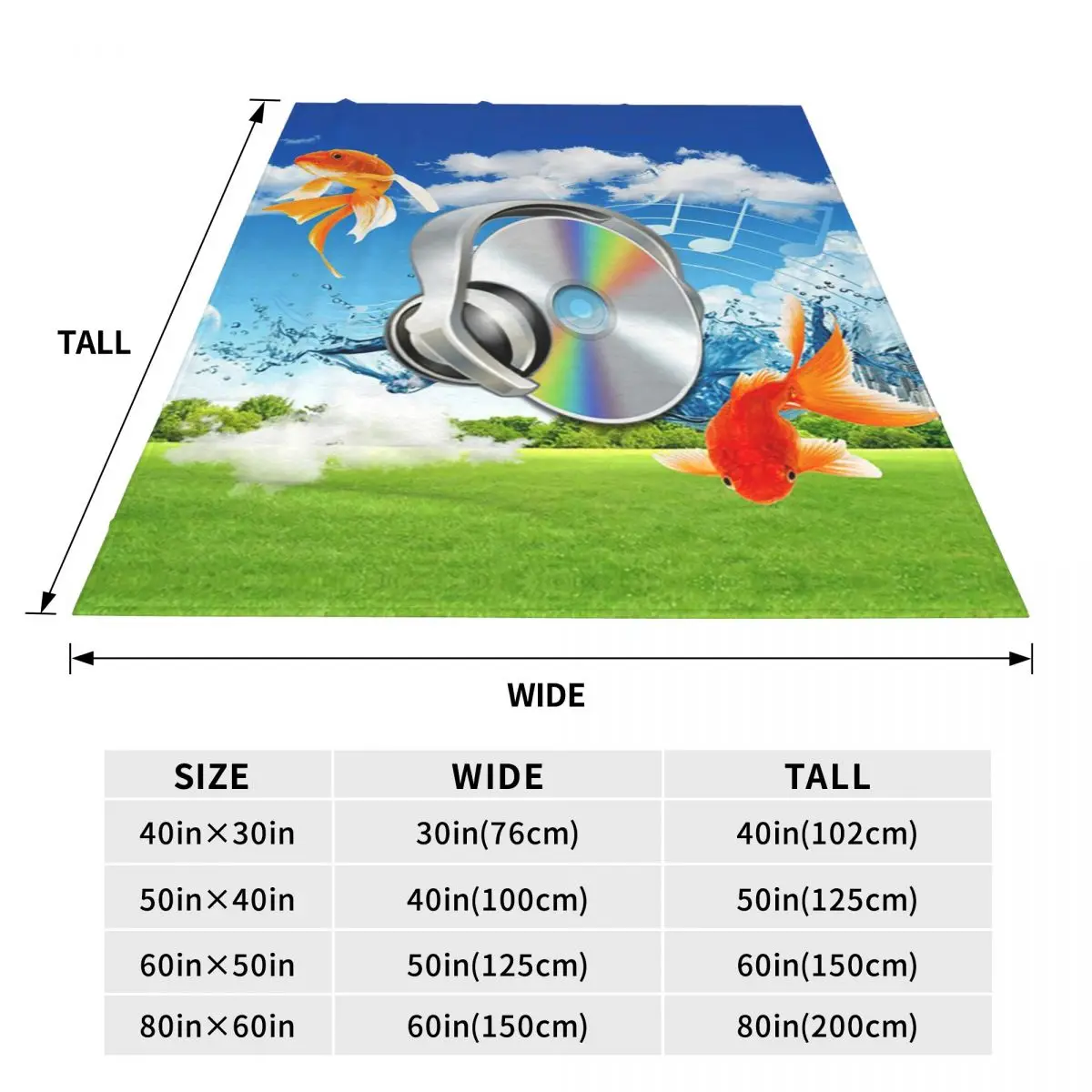 Frutiger Aero CD Listening To Music With Fish Blankets Soft Warm Flannel Throw Blanket Bedspread for Bed Travel Home Sofa