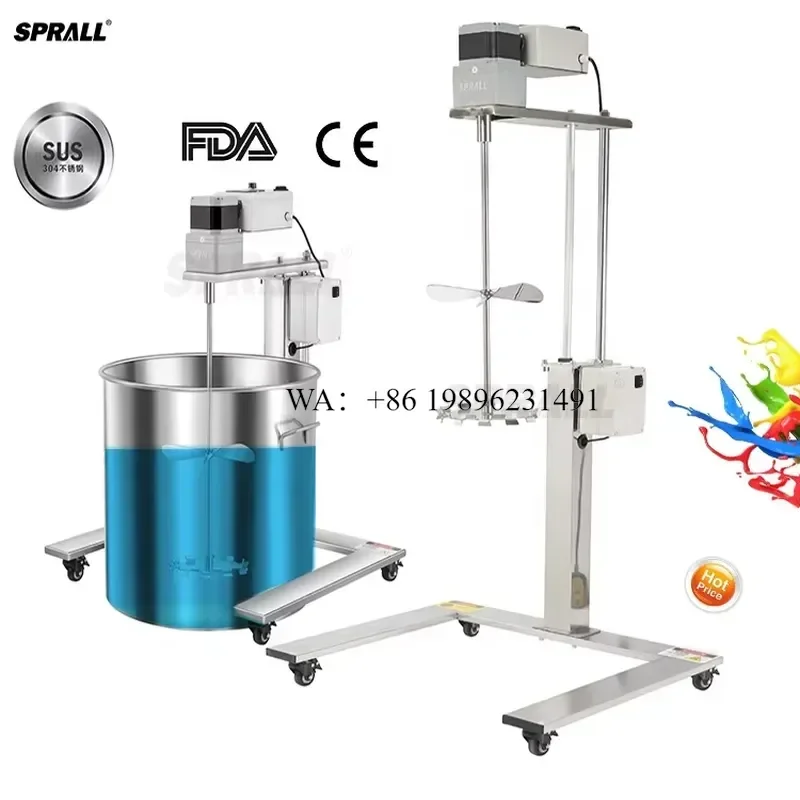 Wmwmnu for SPRALL 100L Liquid Mixer 0-600RPM Industrial Solvent Coating Shampoo Mixing for Restaurant High