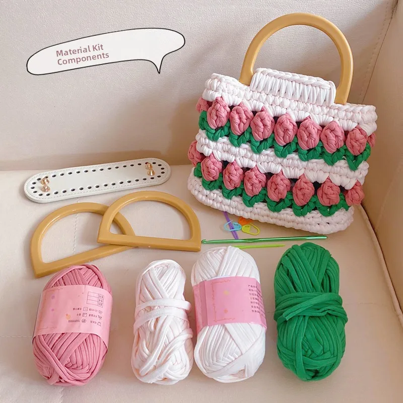 

Сумка через плечо с узором тюльпана ручной работы, комплект материалов «сделай сам», подарок для подруги или лучшего друга, мягкая тканевая сумка с цветочным дизайном