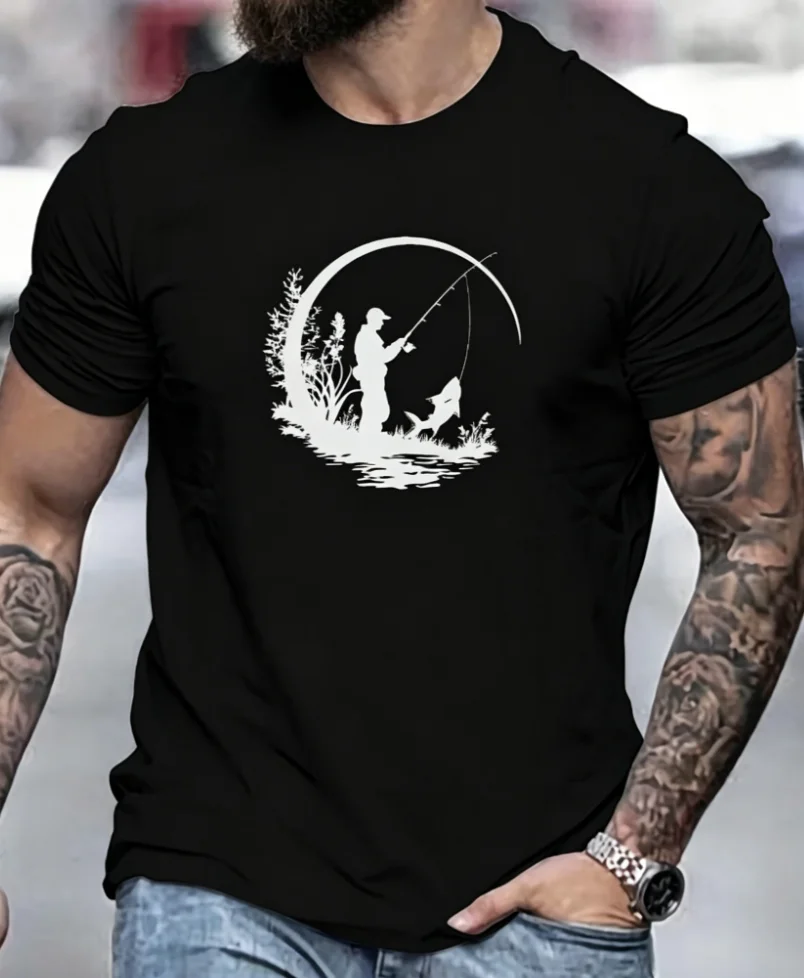 Men'S Fishing Graphic Summer Casual Short-Sleeve T-Shirt