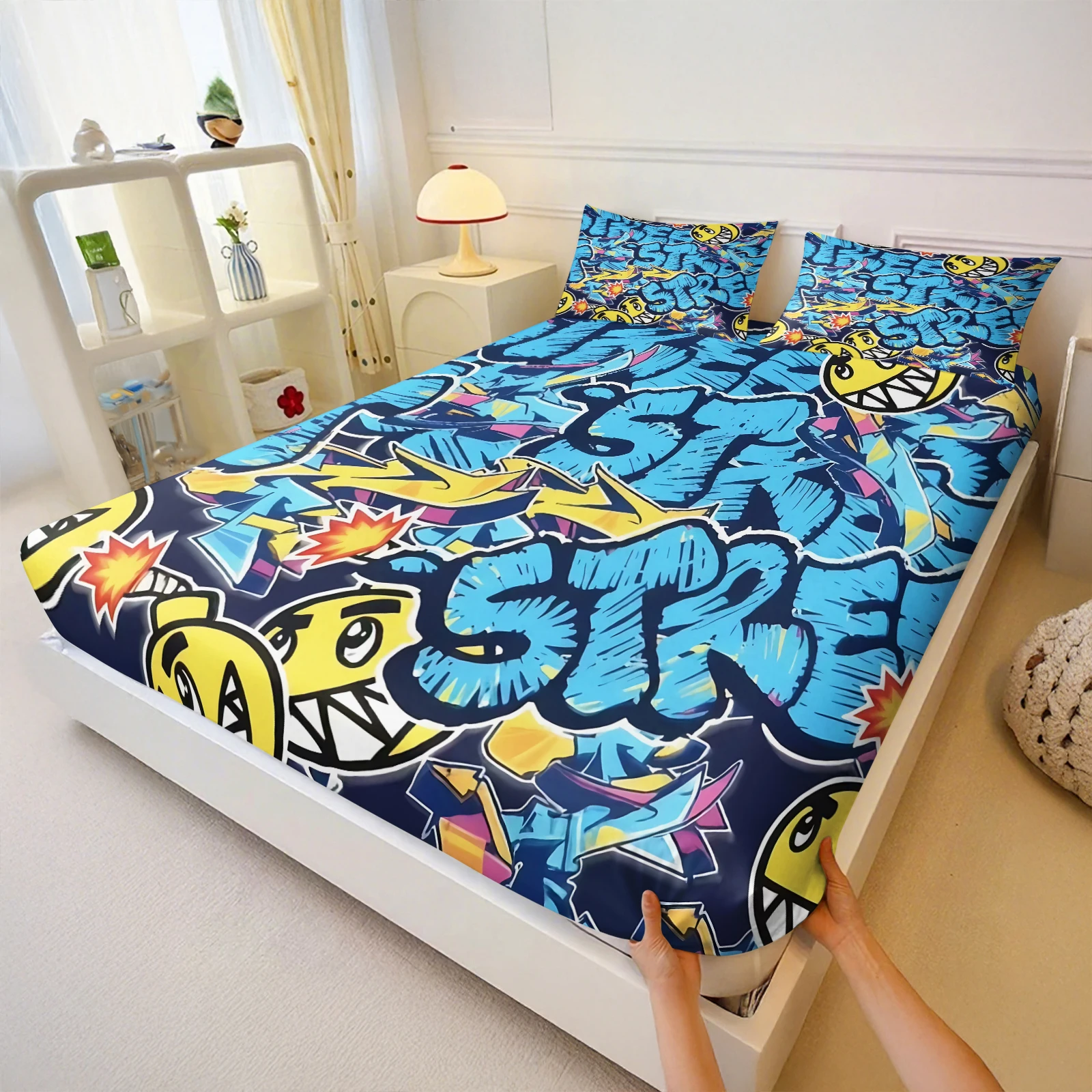 ชุดผ้าปูที่นอนลายกราฟฟิตี้พร้อ - Home Decor Emoji บทวิจารณ์และราคา