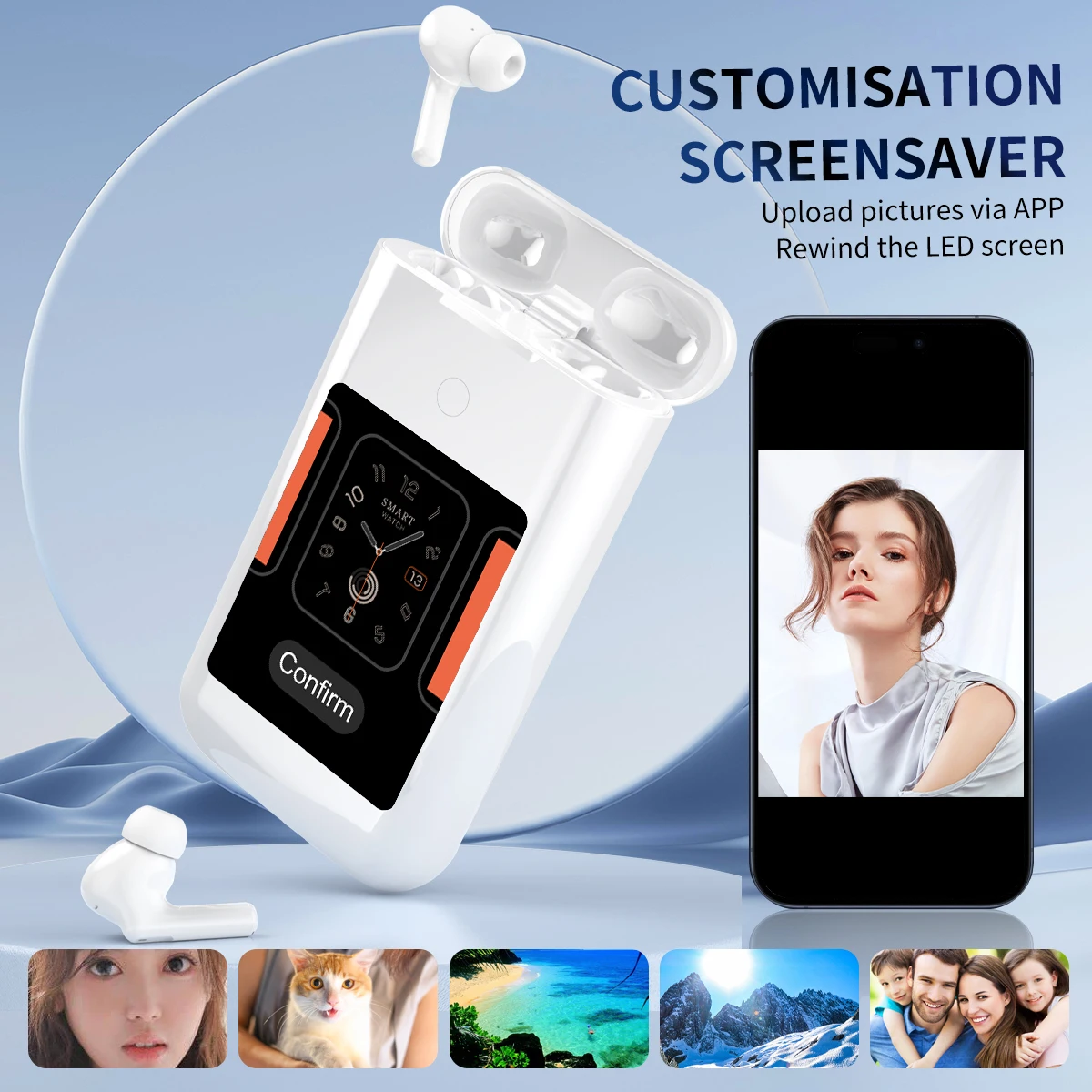 A92 BOX Smart TWS Wireless Earbuds Color Touch Screen Charging Case Built-in Power Bank Multifunction Bluetooth Headset With