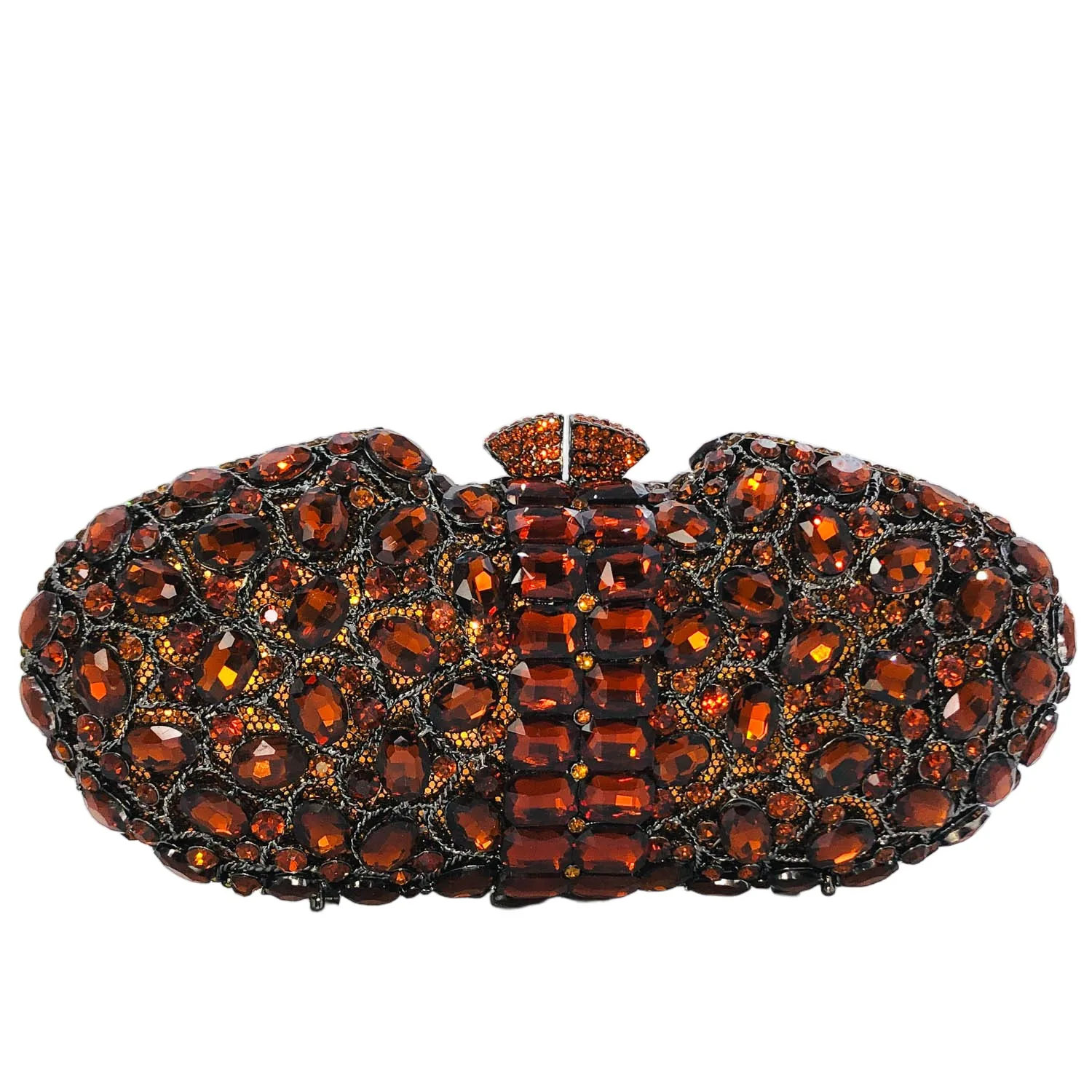 حقائب وقوابض للسهرة من حجر الراين البني من Boutique De FGG، محافظ رسمية للحفلات الراقصة، حقيبة كريستال لحفلات الزفاف