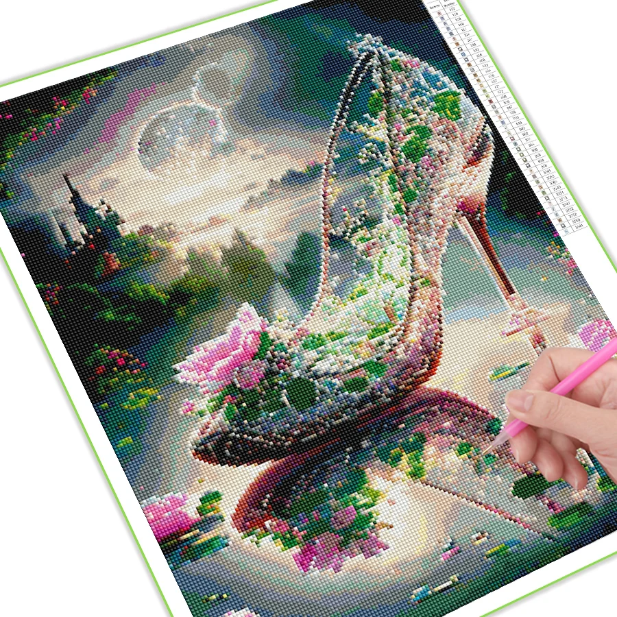 5d Mosaic Embroidery Sale Fantasy Scenery Diy Diamond Painting High-heeled Shoe Flower Rhinestone Picture Home Decor Gift AA4096