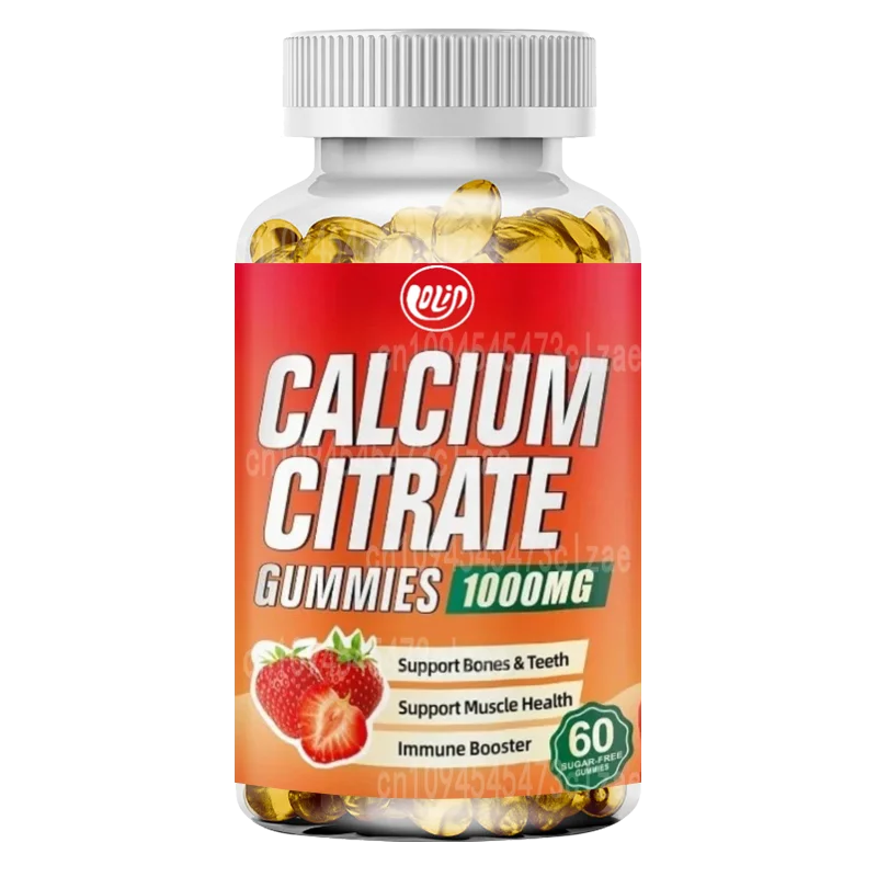 Calcium Citrate Gummies,sugar Free 1000mg Calcium Citrate for Muscle Health,calcium Supplements for Adults and Children-60pills