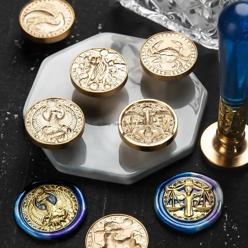 

30mm Constellation Seal Stamp Leo Taurus Gemini Aquarius Libra Virgo 3D Retro Wax Stamp Decorative Greeting Wedding Invitation