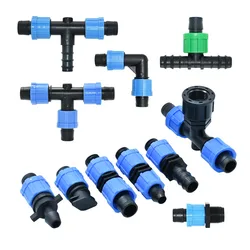 2pcs 16mm Micro Irrigation Drip Tape Connectors Tee Repair Elbow End Plug Tap Fittings Locked Hose Water Splitter Coupler