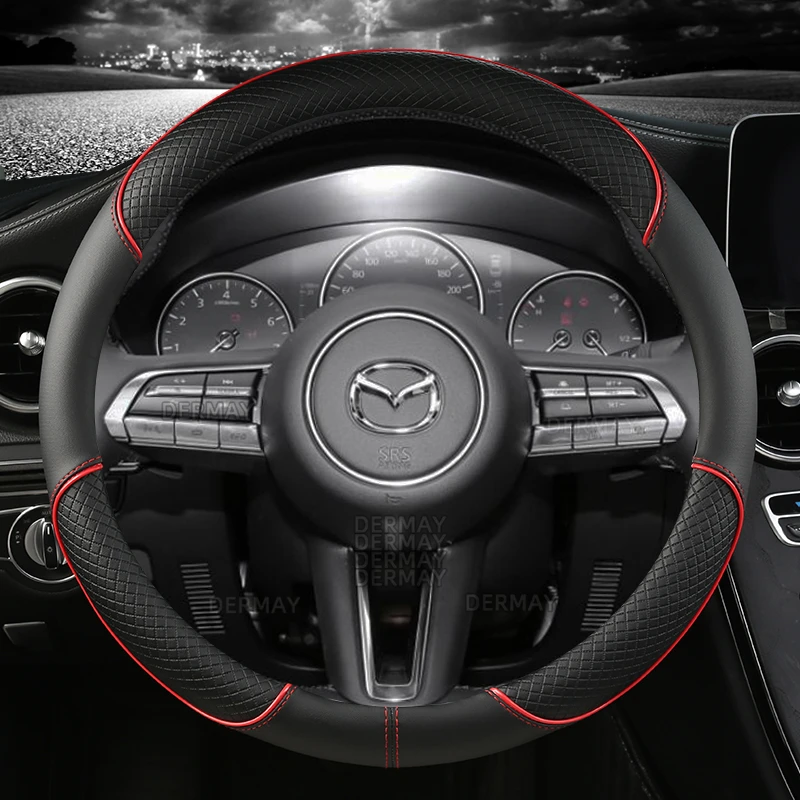 PU Leather DERMAY Car Steering Wheel Cover for Mazda6 ATENZA Mazda3 Axela Mazda5 2 CX3 CX4 CX5 CX7 RX8 Miata Auto Accessories