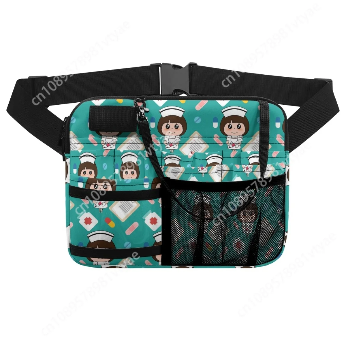 Cute Nurse Doctor Medical Print Ladies Waist Bag Multi Compartment Utility Hip Bag Case for Stethoscopes Bandage Scissor Gift