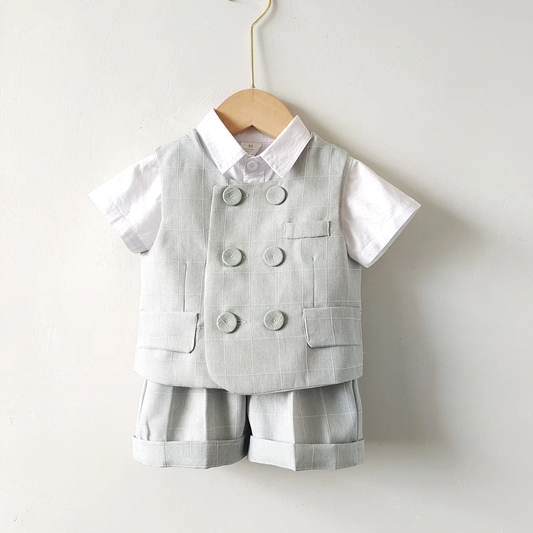 New Boy Girls Outfit Children Kids Linen Vest Boys Gentleman Clothing Set Toddler 1 2 3 4 Birthday Suits Spring Summer